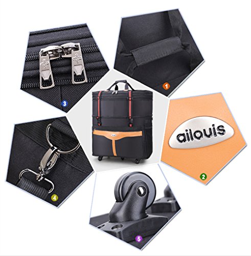 **Ailouis 36 Inch Expandable Extra Large Wheeled Travel Duffel Bag - Black - Perfect for Air Travel, Camping & Long Trips**