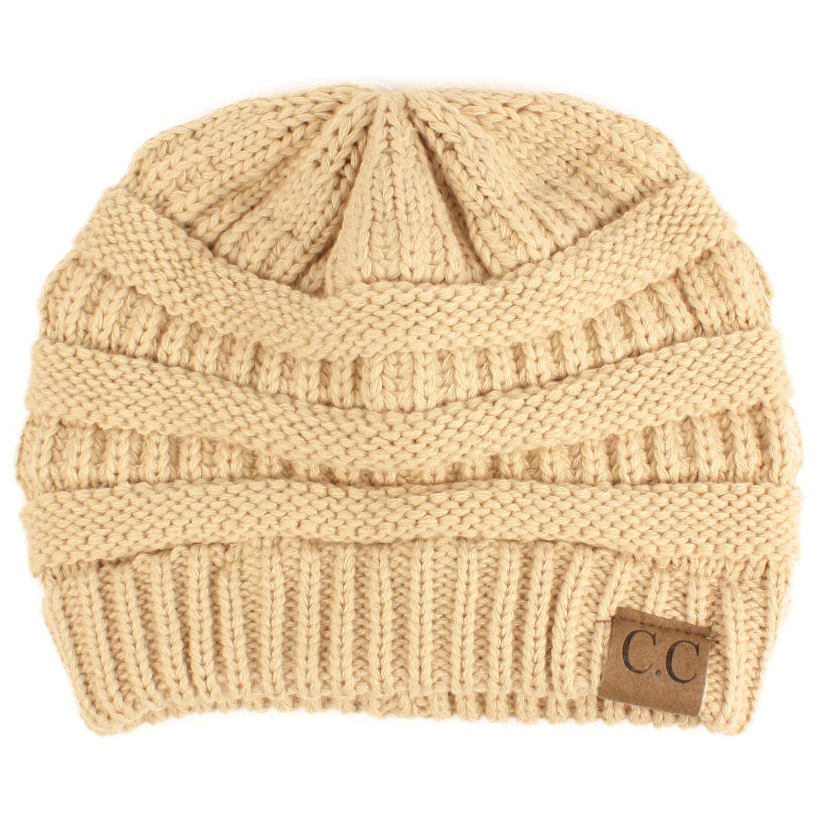 CC Classic Winter Fall Trendy Chunky Stretchy Cable Knit Beanie Hat for Women & Men - Warm Soft Wool Blend Skull Cap for Cold Weather, Outdoor Activities & Fashion