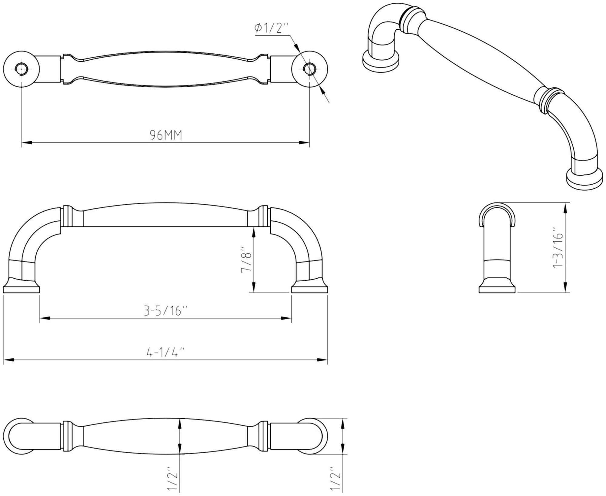 Jeffrey Alexander 737-96DBAC Chesapeake Pull Handle for Cabinets & Doors