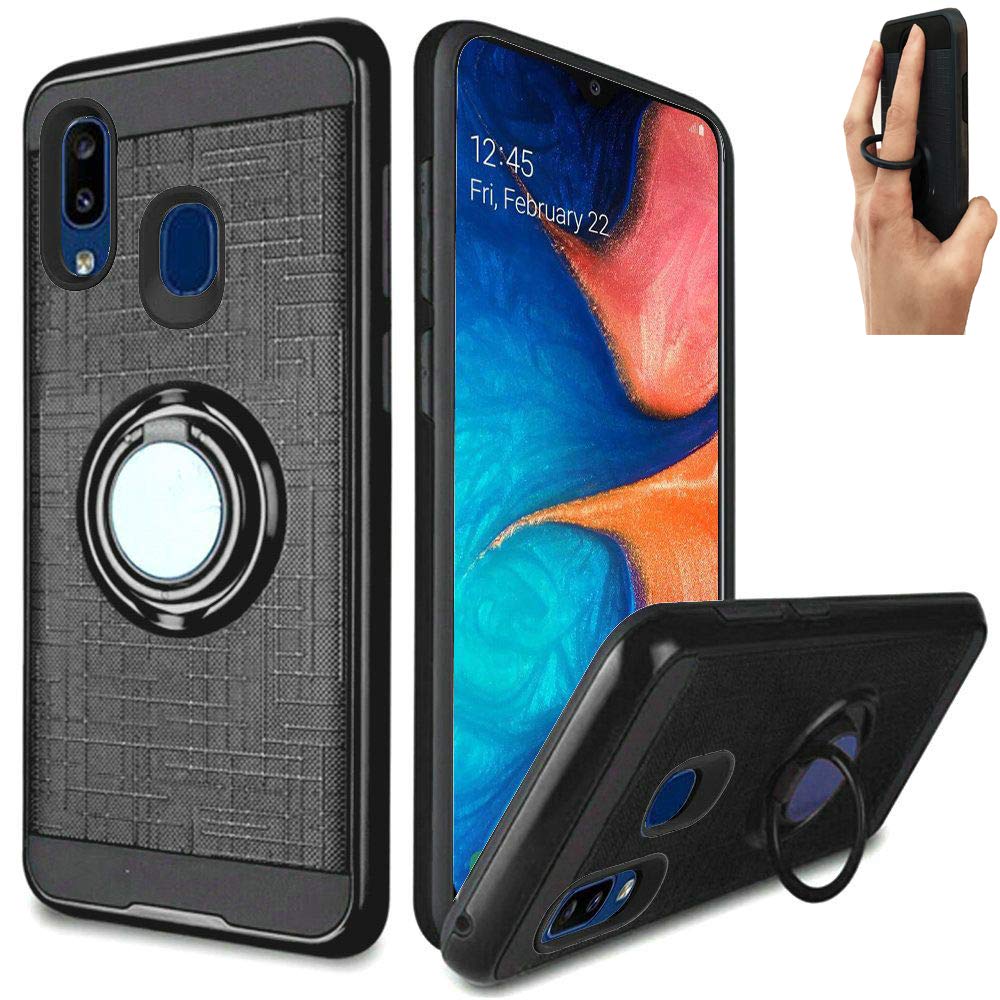 Shockproof Samsung Galaxy A50 Case, A505G Case, A20 Case, A30 Case - Slim Protective Cover with Ring Holder for Hands-Free Viewing (Slim Ring Black) - Perfect for Travel, Work, and Outdoor Activities