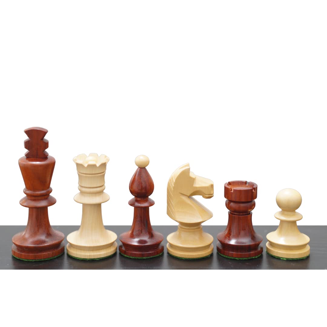 Handmade Wooden Chess Pieces Set - Reproduced Romanian Hungarian National Tournament Weighted Chess, King 3.9