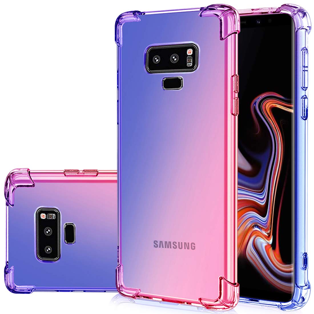 **Gufuwo Samsung Galaxy Note 9 Phone Case - Cute Gradient Slim Clear TPU Cover for Women & Girls, Anti-Scratch & Shockproof (Blue/Pink) - Perfect for Daily Use, Work & Travel**