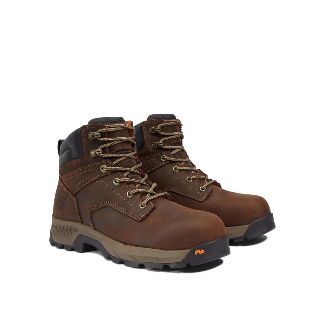 Titan EV 6 Inch Composite Toe Work Boots for Men - Brown Safety Shoes for Construction, Warehouse & Outdoor Work - ASTM F2413-18 Certified