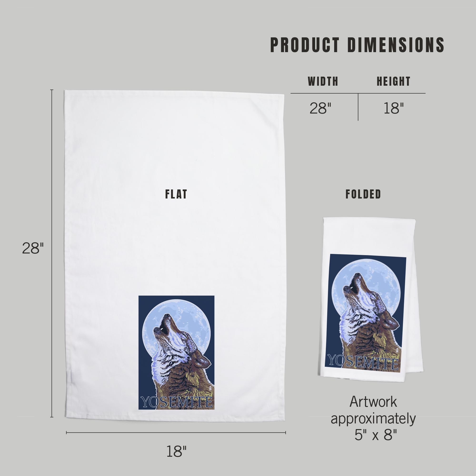Lantern Press Yosemite California Wolf Howling 100% Cotton Tea Towel - Decorative Hand Towel for Kitchen, Home Decor & Gifts - Perfect for Dish Drying, Wall Art & Cabin Decor