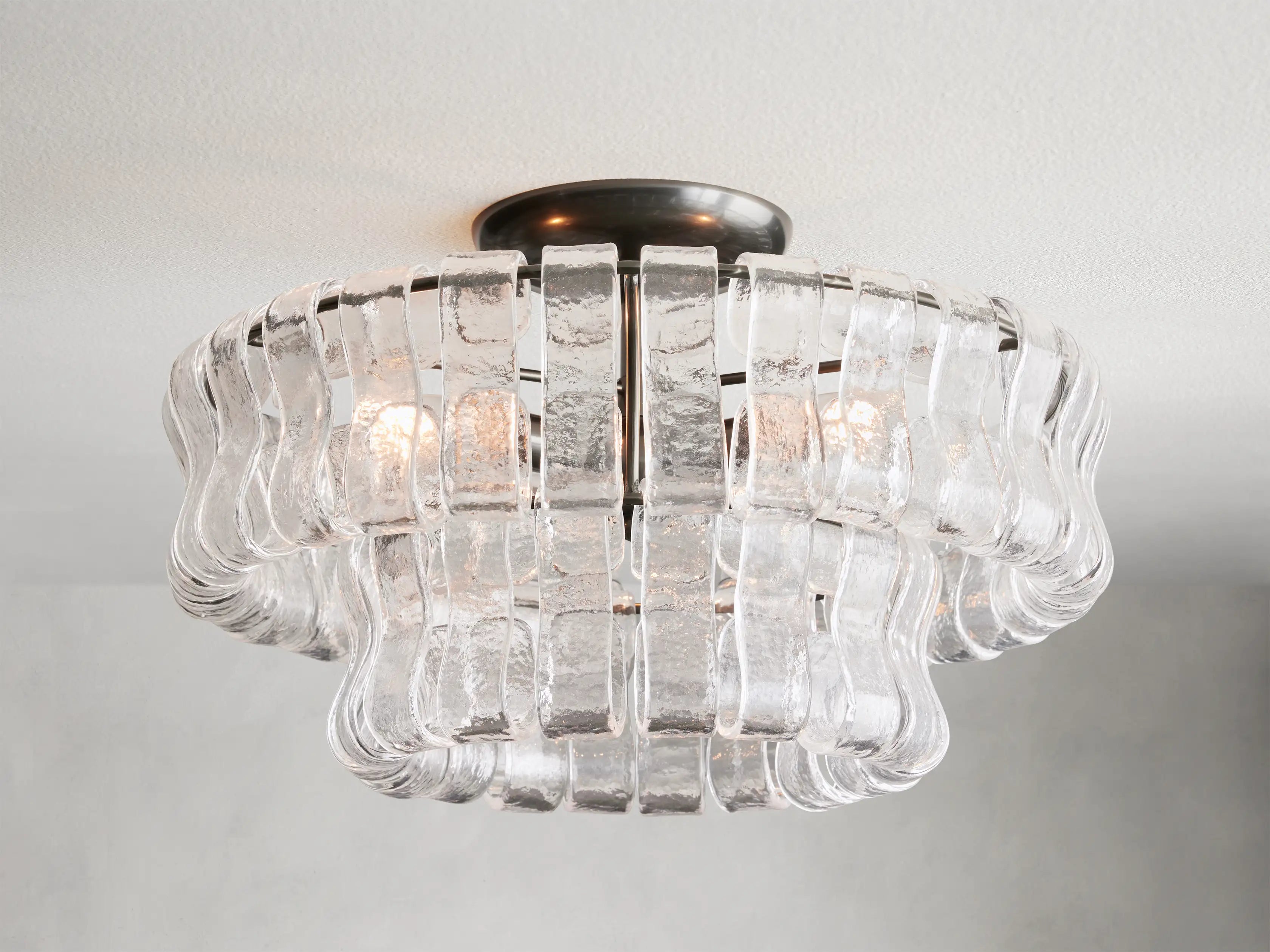 2-Tier Glass Round Flush Mount Ceiling Light Fixture - 18 Inch Modern Lime Green Pendant Lamp for Dining Room, Kitchen Island & Bedroom Lighting