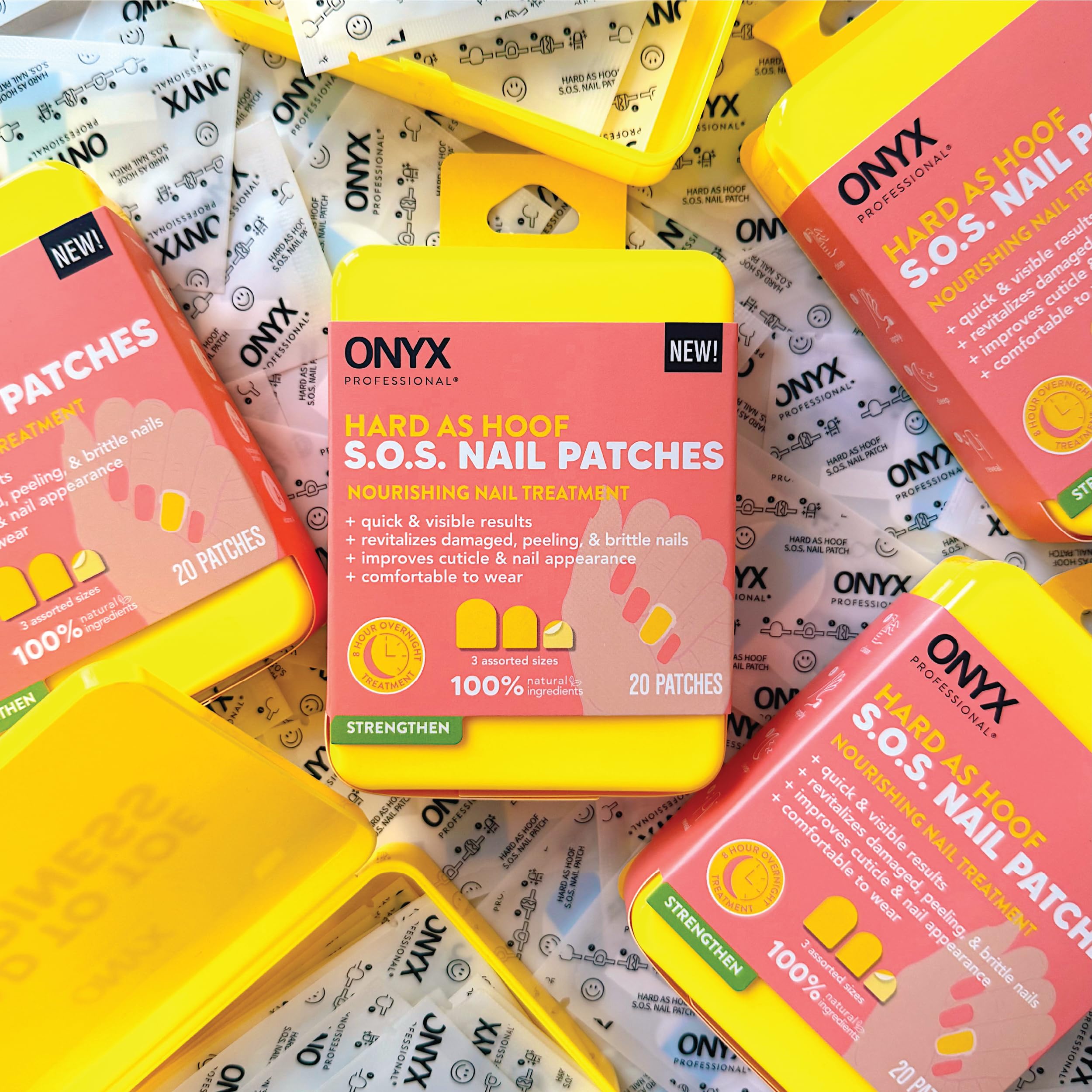 Onyx Professional Hard as Hoof S.O.S Nail Patches - 20 Count Nail & Cuticle Strengthening Treatment for Repair & Growth | Cracked Nail Care Solution for Weak, Damaged Nails | At-Home Salon Quality Nail Treatment for Women & Men