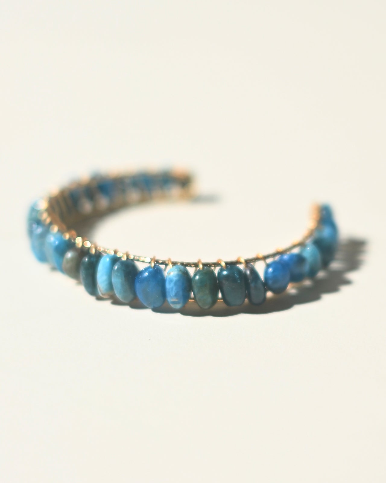 Blue Apatite Bangle Bracelet - Natural Gemstone Jewelry for Women - Perfect for Healing, Meditation & Spiritual Energy - Gift for Yoga Lovers & Crystal Enthusiasts