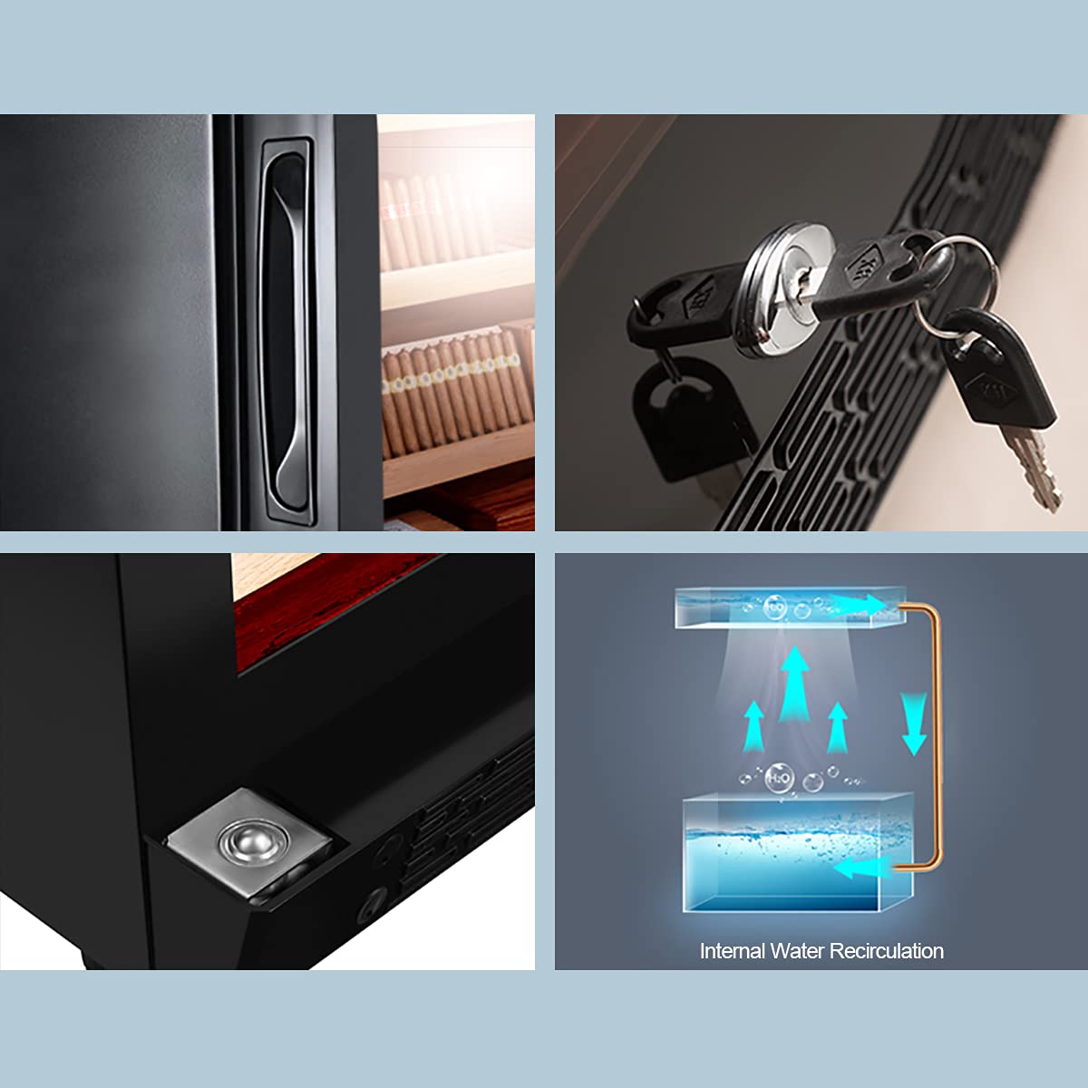 Premium 230L Cigar Humidor Cabinet with Climate Control System - Wood Frame Cigar Cooler with 5 Canadian Cedar Trays, Constant Temperature & Humidity for Cigar Storage - Elegant Piano Black Finish - Perfect for Home, Office, or Cigar Lounge Collection Display