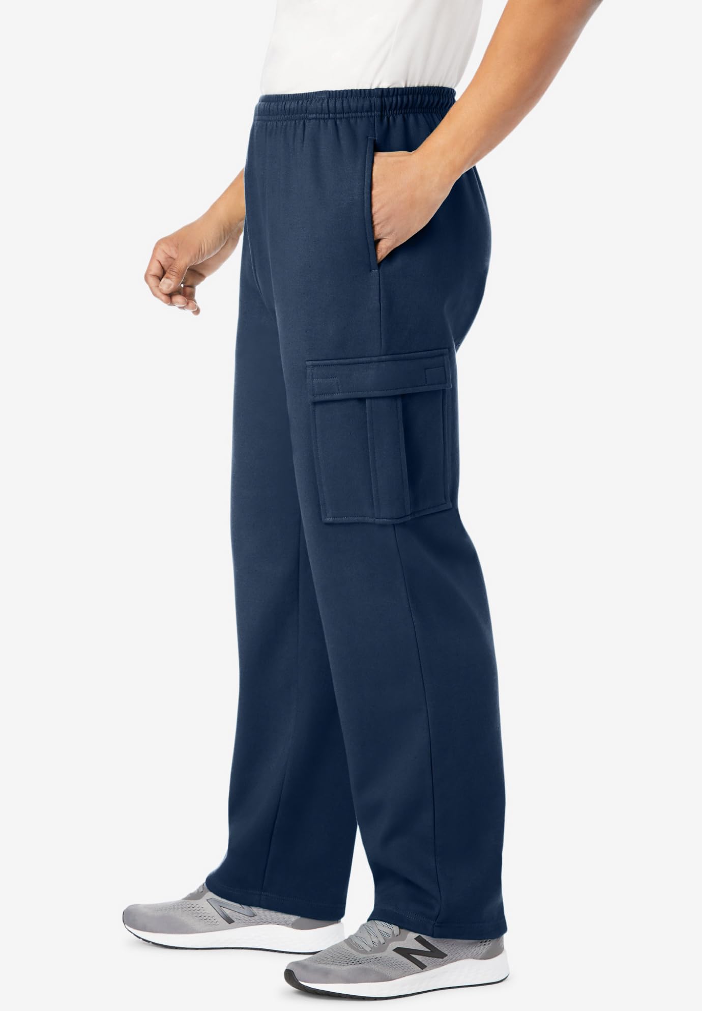 KingSize Men's Big & Tall Fleece Cargo Sweatpants - Comfortable Winter Joggers with Pockets for Lounge, Workout & Outdoor Activities