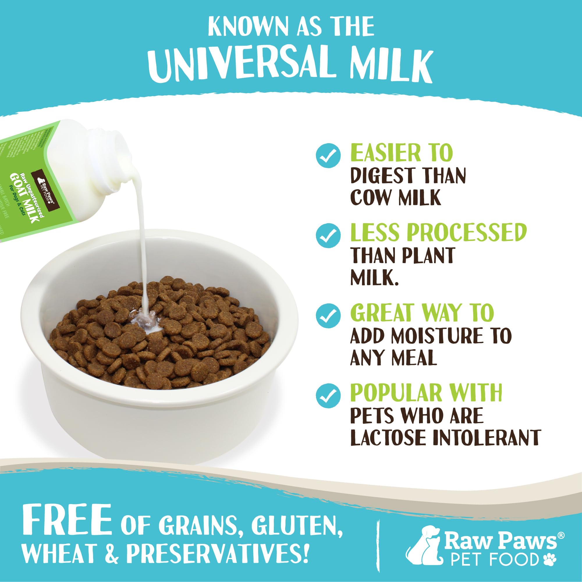 Raw Unpasteurized Goat Milk for Dogs & Cats - 16oz (14 Pack) | Natural Pet Milk Replacer for Puppies & Kittens | Digestive Supplement for Sensitive Stomach | Frozen Raw Goat Milk Topper for Dog Food | Perfect for Hydration, Nutrition & Picky Eaters