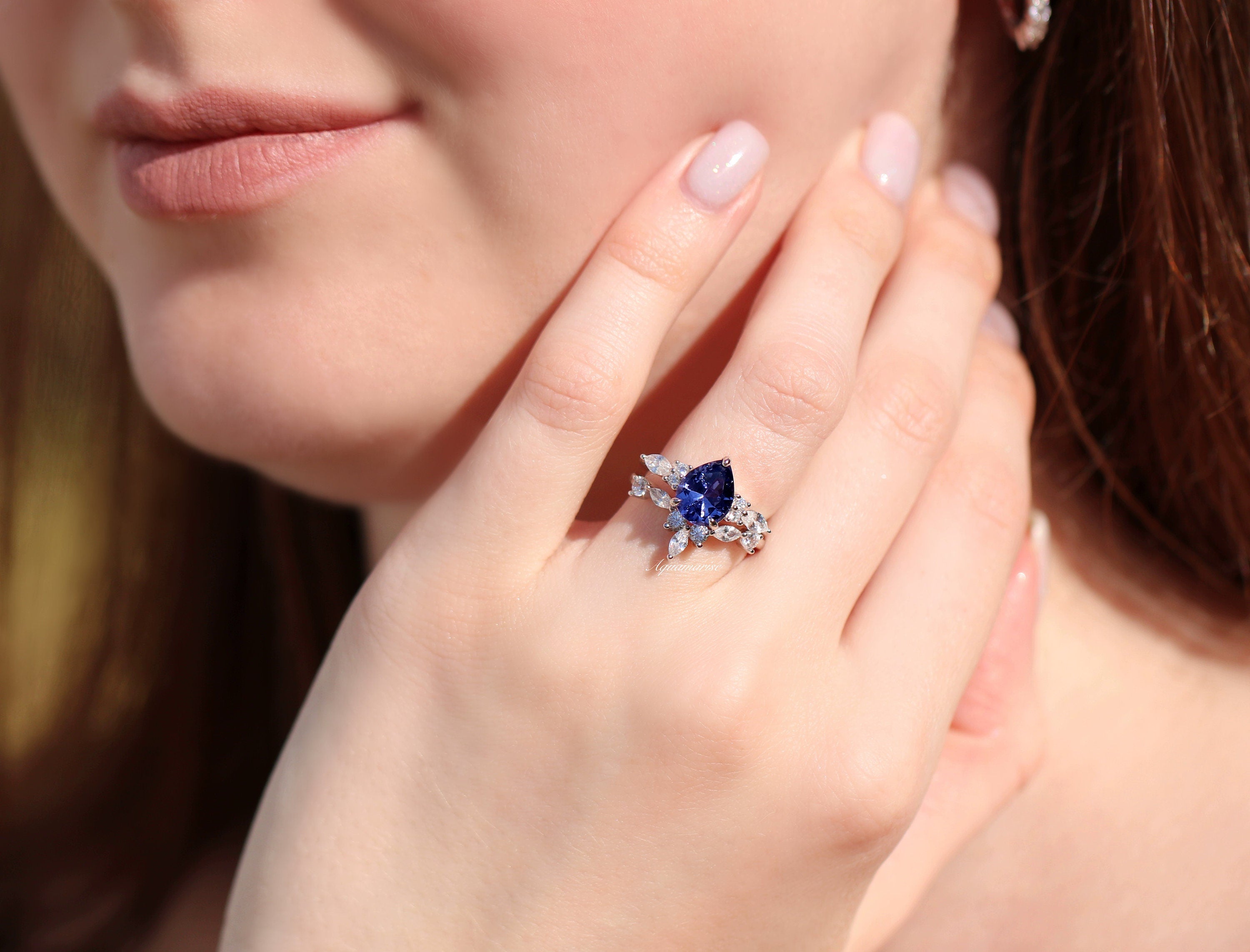 Evelyn Tanzanite Ring Set in Sterling Silver - Elegant Jewelry for Women, Perfect for Weddings, Anniversaries & Special Occasions
