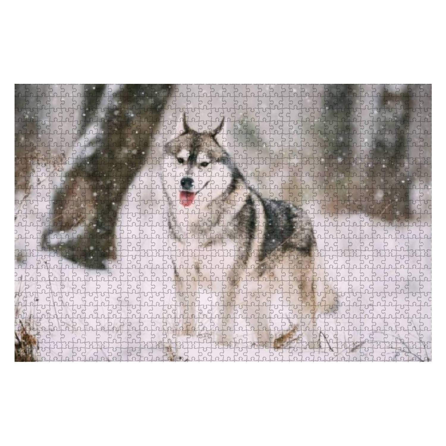 1000-Piece Wooden Jigsaw Puzzle - Siberian Husky Dog Walking in Snowy Winter Field | Educational Puzzle for Kids & Adults | Stress Relief & Family Game Night | Home Decor & Gift Idea
