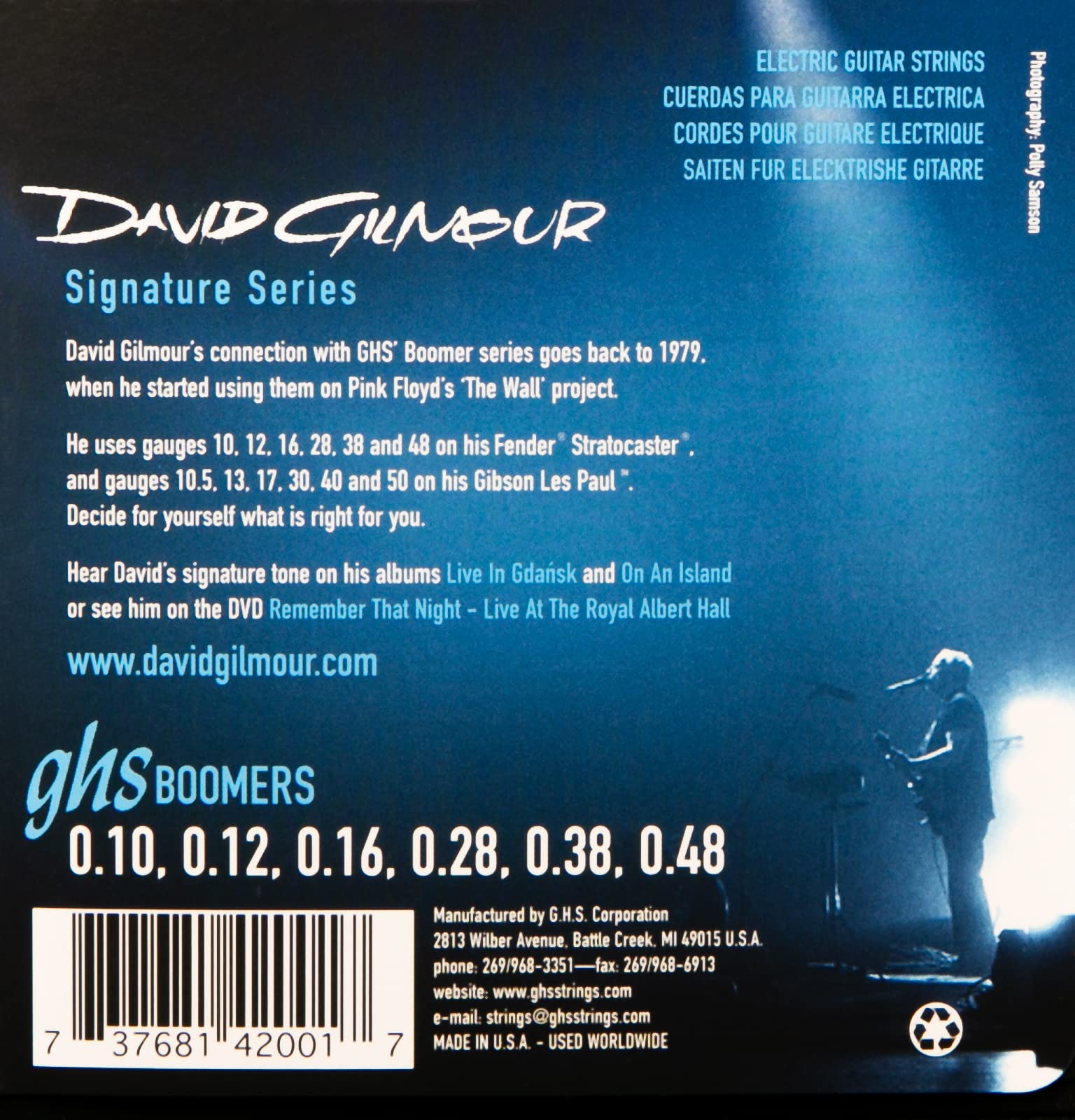 GHS Strings GB-DGF David Gilmour Signature Series Nickel-Plated Electric Guitar Strings (10-48 Gauge) - Perfect for Pink Floyd Style Playing, Studio Recording & Classic Rock Performances
