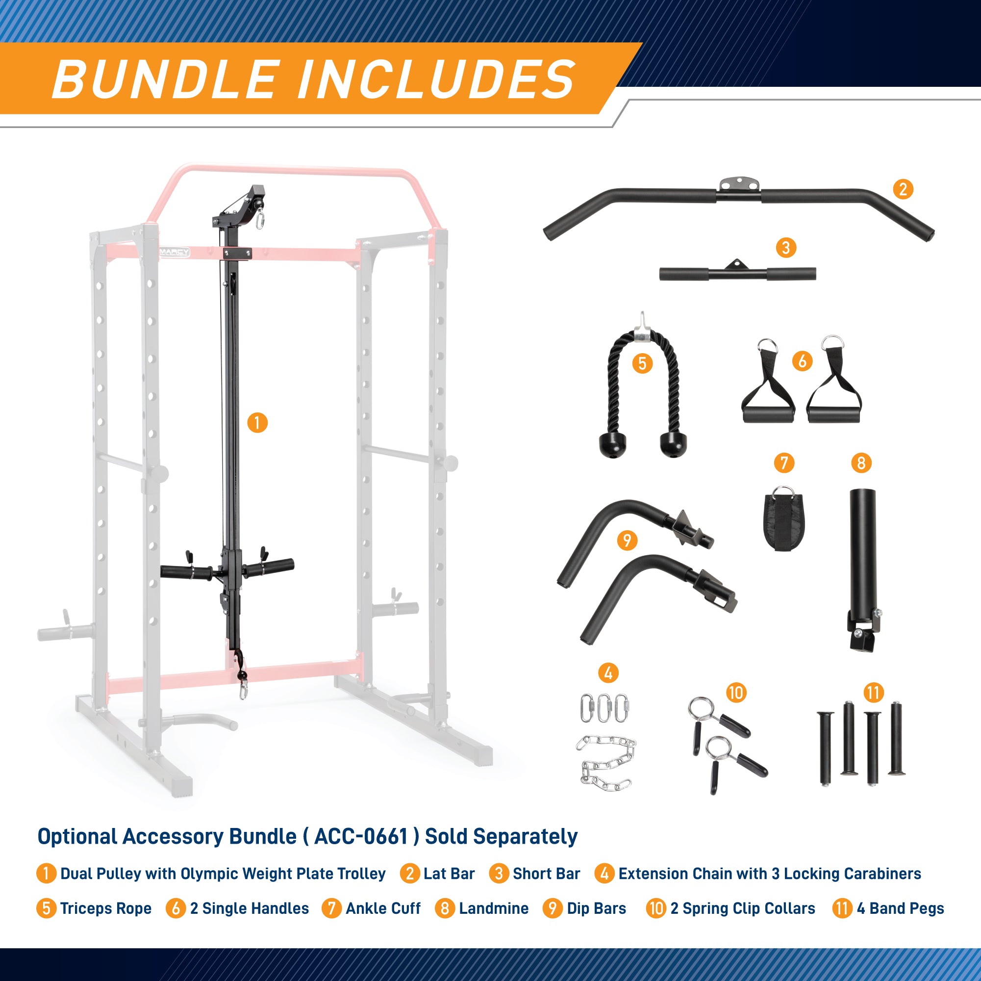 Marcy Power Cage Accessories Bundle - Compatible with SM-0562 & ACC-0661 | Strength Training Equipment for Home Gym Workouts