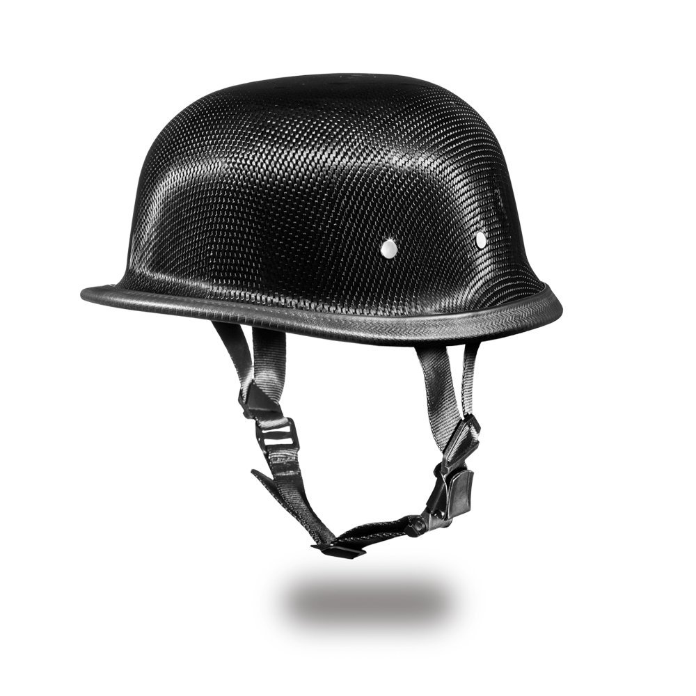 Daytona Carbon Fiber Motorcycle Half Helmet - Lightweight Retro Skull Cap with Breathable Liner & Head Wrap - DOT Approved for Cruiser, Chopper & Vintage Bike Riders - Perfect for Urban Commuting & Weekend Rides