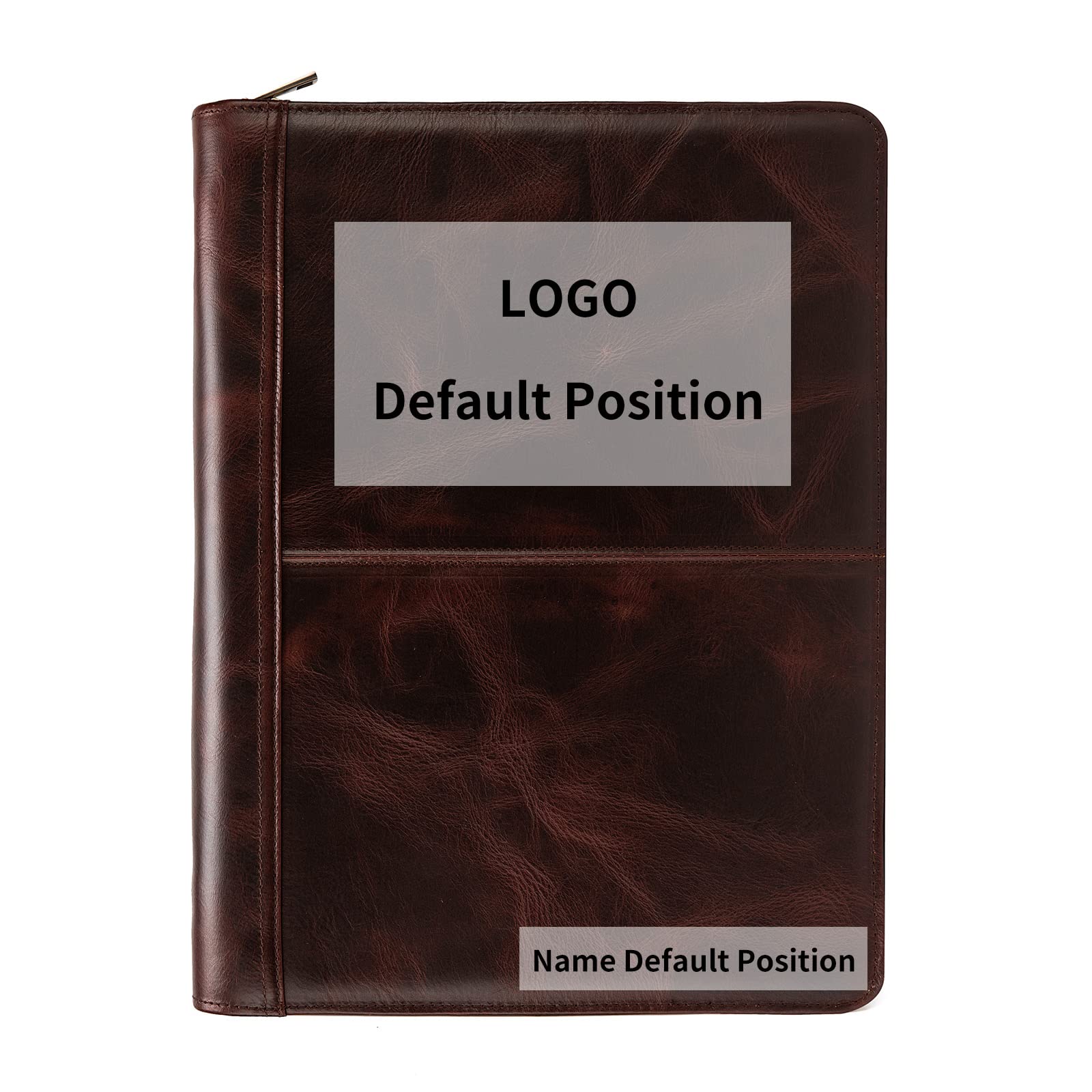 Handmade Crazy-Horse Leather Padfolio Portfolio Case - Premium Business Organizer with Zippered Closure for Tablet & Letter Size Notepad - Engravable Oil Wax Leather Gift for Women & Men - Perfect for Office, Meetings & Professional Use