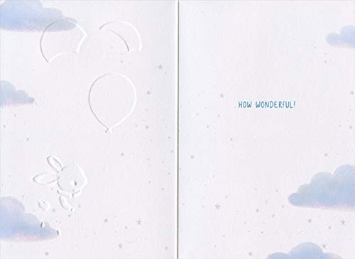 Blue Bunny Balloons Baby Boy Congratulations Card by Sanja Rescek - Perfect for Newborn Gifts, Baby Showers & Welcome Home Celebrations