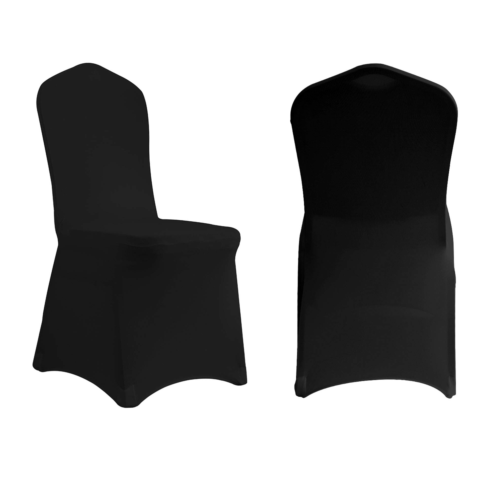 ManMengJi 10-Pack Black Spandex Stretch Chair Slipcovers - Universal Banquet Chair Covers for Wedding, Party & Events - Durable Protector for Home, Office & Restaurant Use