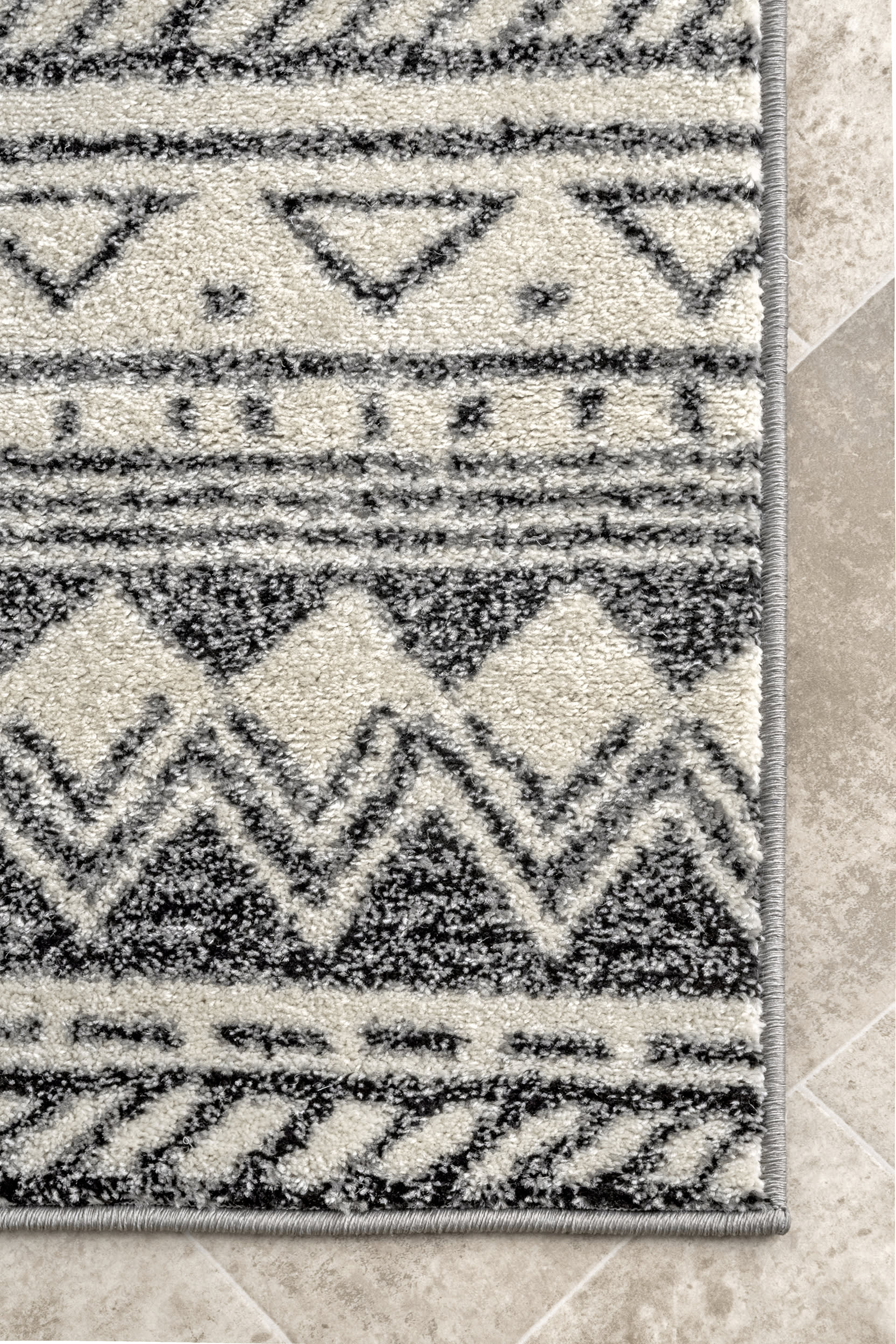 Stylish Banded Geometric Area Rug in Dark Grey - Perfect for Living Room, Bedroom, or Office Decor