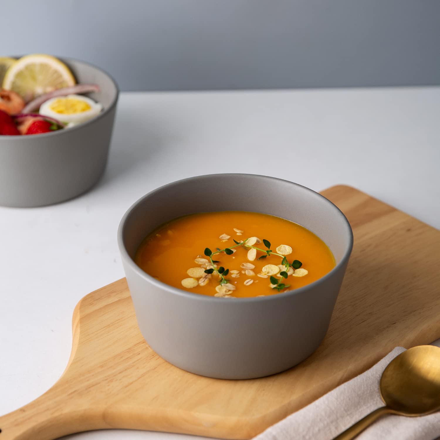 AmorArc 26oz Stoneware Cereal Bowls Set of 6 - Chip-Resistant Ceramic Soup Bowls for Oatmeal, Snacks, Cereal & Pasta - Matte Gray Kitchenware for Dining, Breakfast & Family Meals