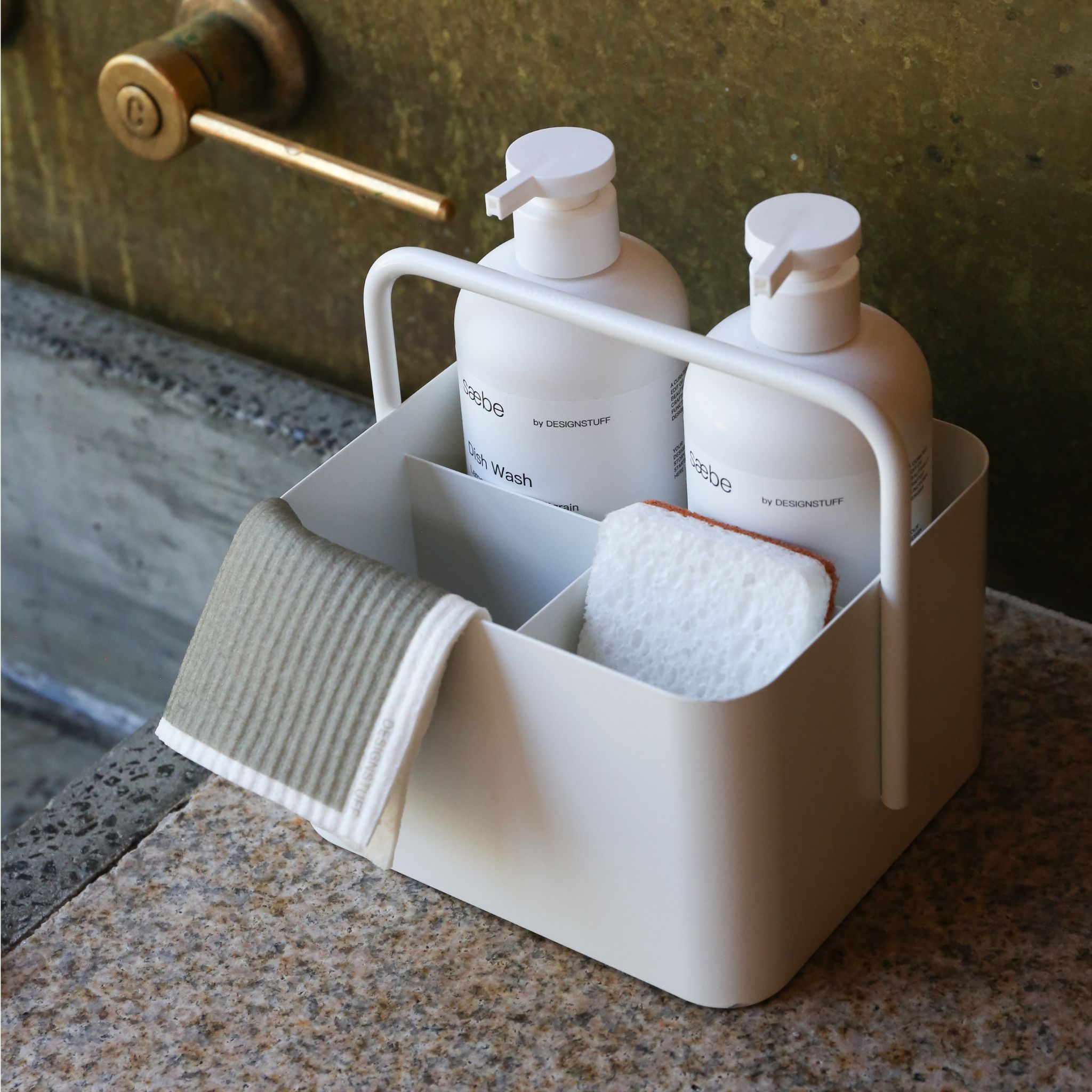 DESIGNSTUFF White Square Storage Caddy & Organizer Box - Multipurpose Home & Office Storage Solution for Bathroom, Kitchen, Desk, and Craft Supplies Organization