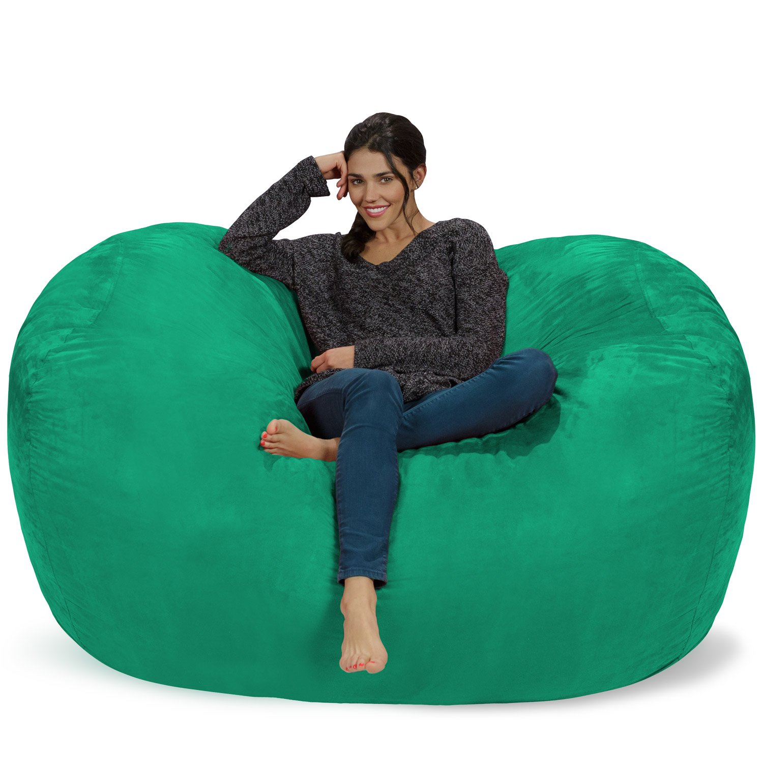 Chill Sack 6ft Memory Foam Bean Bag Chair - Oversized Lounger with Soft Microfiber Cover - Comfortable Furniture for Living Room, Bedroom & Game Room - Perfect for Relaxing, Gaming & Movie Nights (Tide Pool)