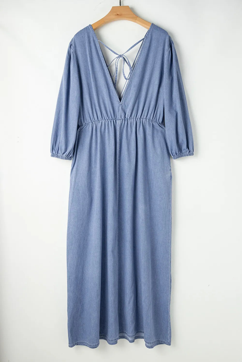 Women's Denim Maxi Dress with Long Sleeves - Casual & Elegant Midi Dress for Spring Summer Fall - Perfect for Date Night, Beach Vacation, and Everyday Wear