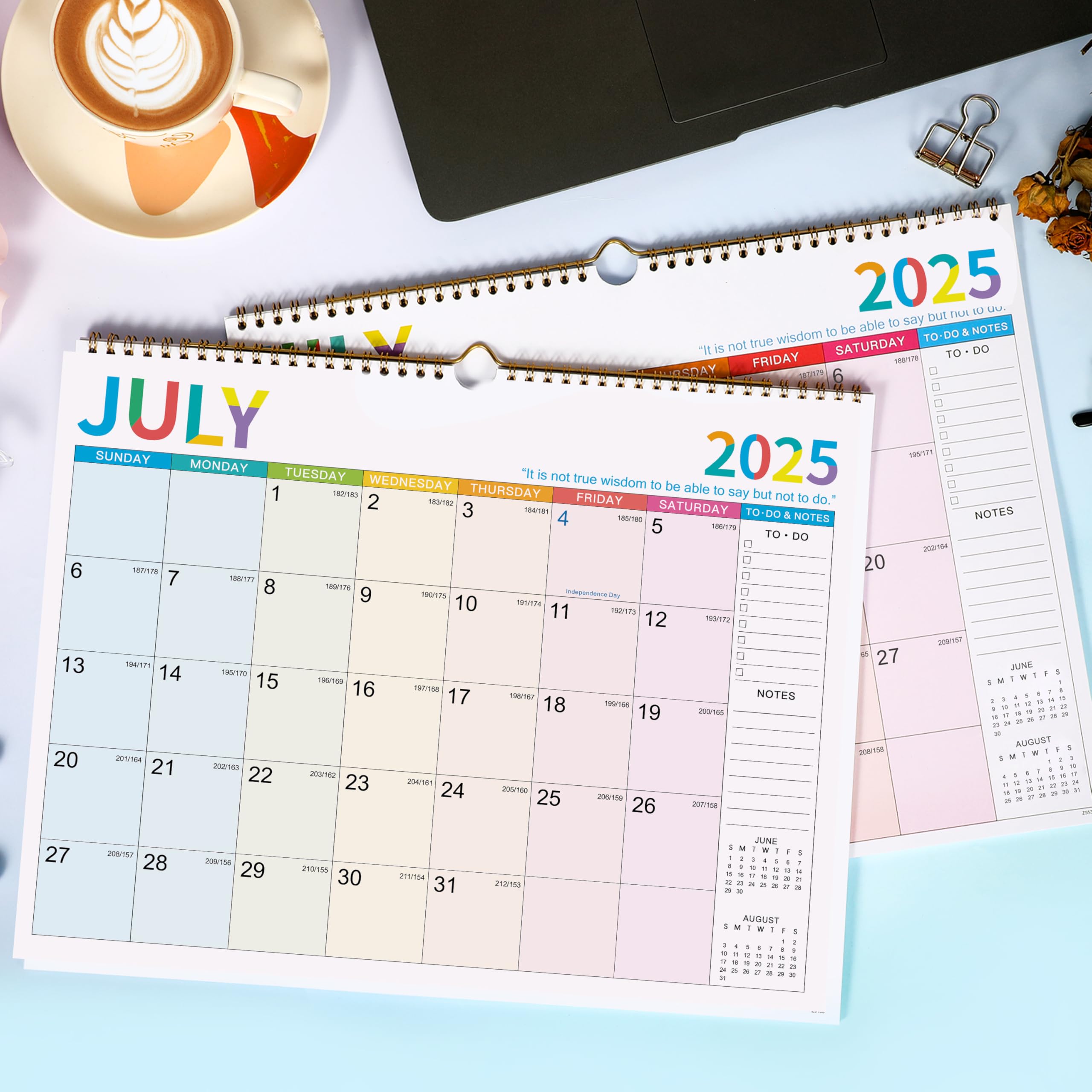 2025-2026 Wall Calendar with Julian Dates - 18 Month Large Planner (January 2025 to June 2026) - 14.8