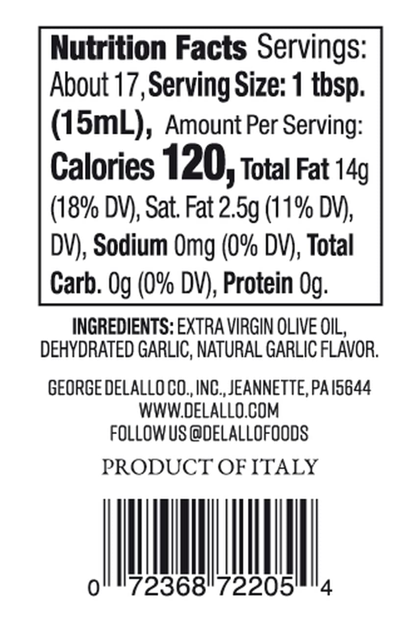 DeLallo Garlic Infused Extra Virgin Olive Oil - 8.5oz Bottle (12-Pack) | Premium Dipping Oil for Bread, Pasta & Salads | Italian Cooking & Gourmet Entertaining
