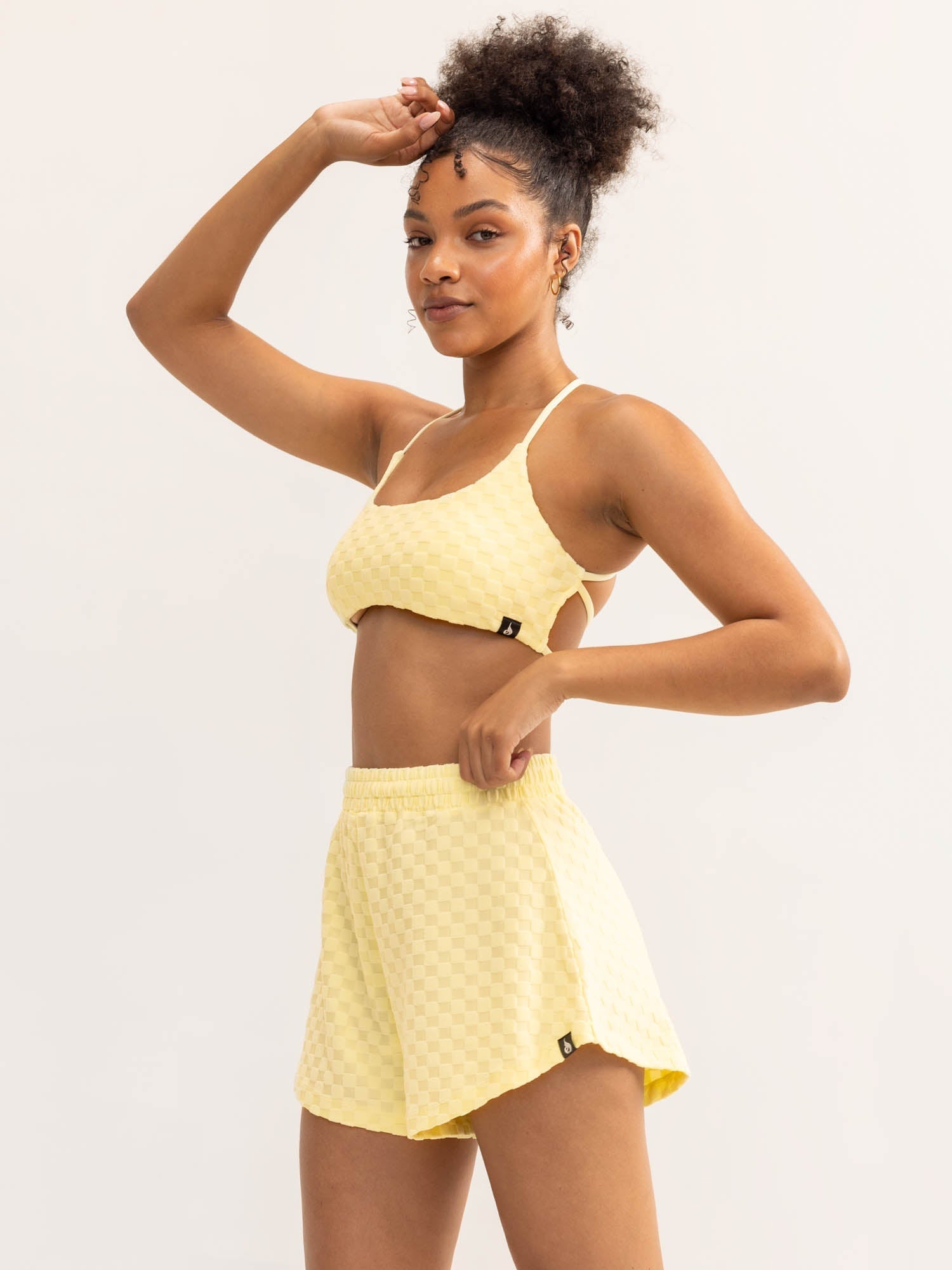 Terry Towelling Shorts for Women - Soft & Comfortable Cotton Shorts - Lemon Yellow - Perfect for Yoga, Lounge, and Summer Outfits