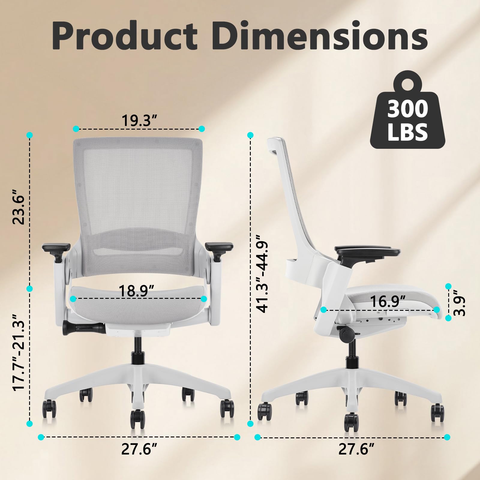 CLATINA Ergonomic Office Chair - Adjustable Swivel Executive Chair with 3D Armrests & Lumbar Support, Mesh Back Computer Desk Chair for Home Office, Conference Room & Workspace - Perfect for Long Hours of Sitting & Productivity