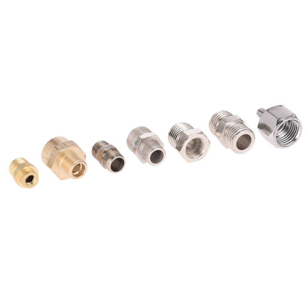 Professional 7-Piece Airbrush Adapter Kit - Universal Fitting Connector Set for Air Compressors & Airbrush Hoses - Perfect for Makeup, Tattoo, Nail Art & Model Painting