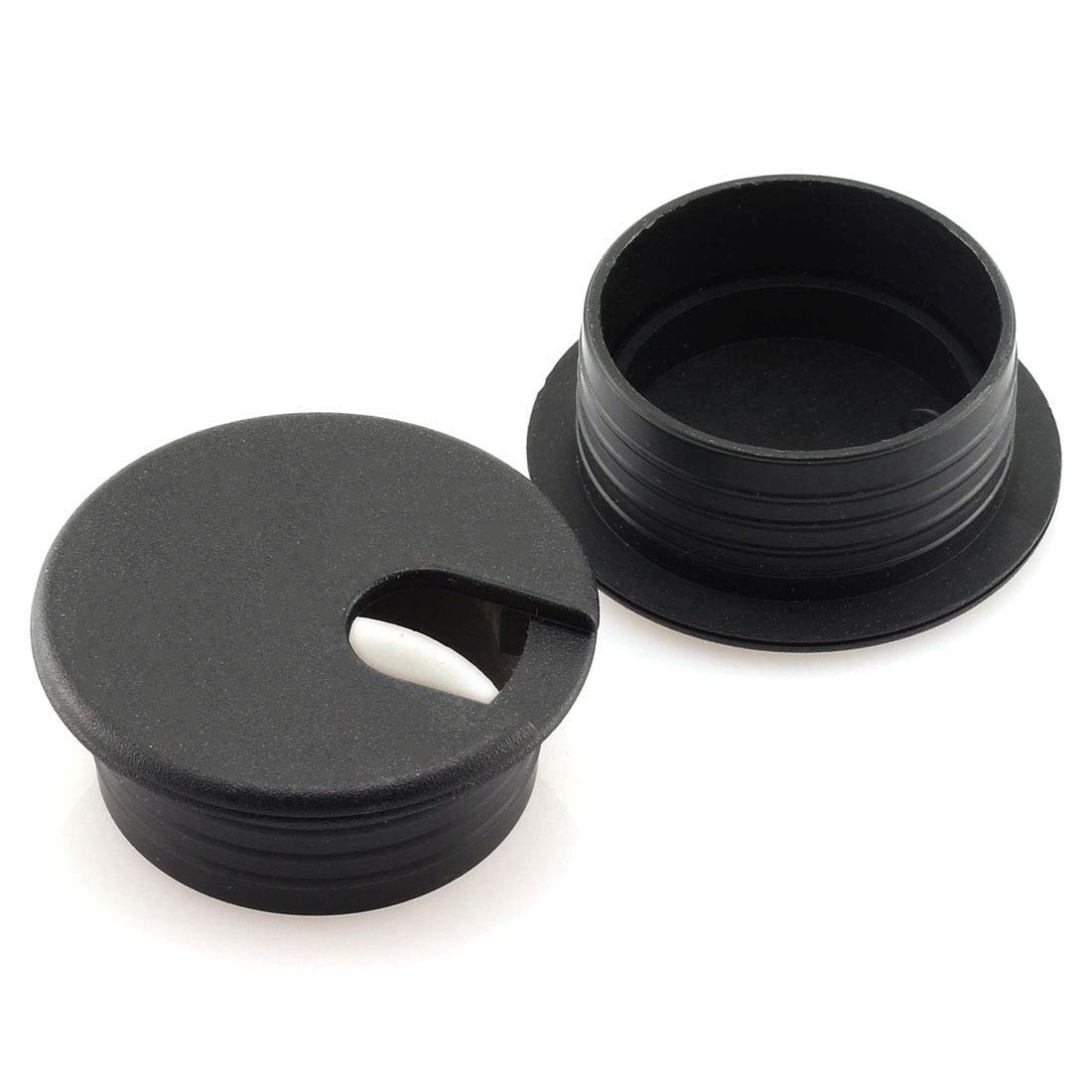 HJ Garden 2-Pack 1.5 Inch Black Plastic Desk Cable Grommet Hole Cover - Wire Cord Organizer for Office PC Desk, Home & Workspace Cable Management