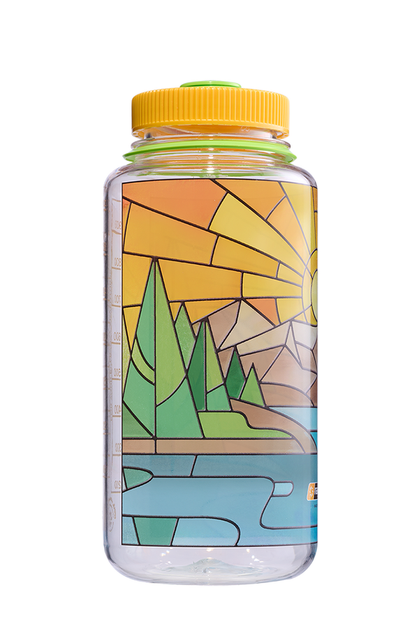 Nalgene 32oz Wide Mouth Water Bottle with Stained Glass Print - BPA Free, Leak Proof & Durable for Hiking, Gym & Outdoor Activities