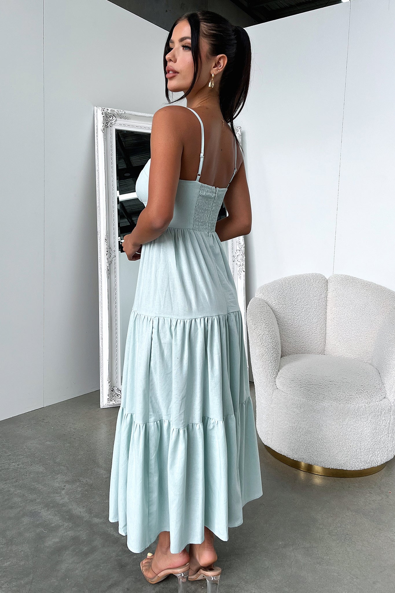 Mirana Sage Green Flowy Maxi Dress for Women | Elegant Boho Summer Dress | Perfect for Beach Vacations, Weddings & Date Nights