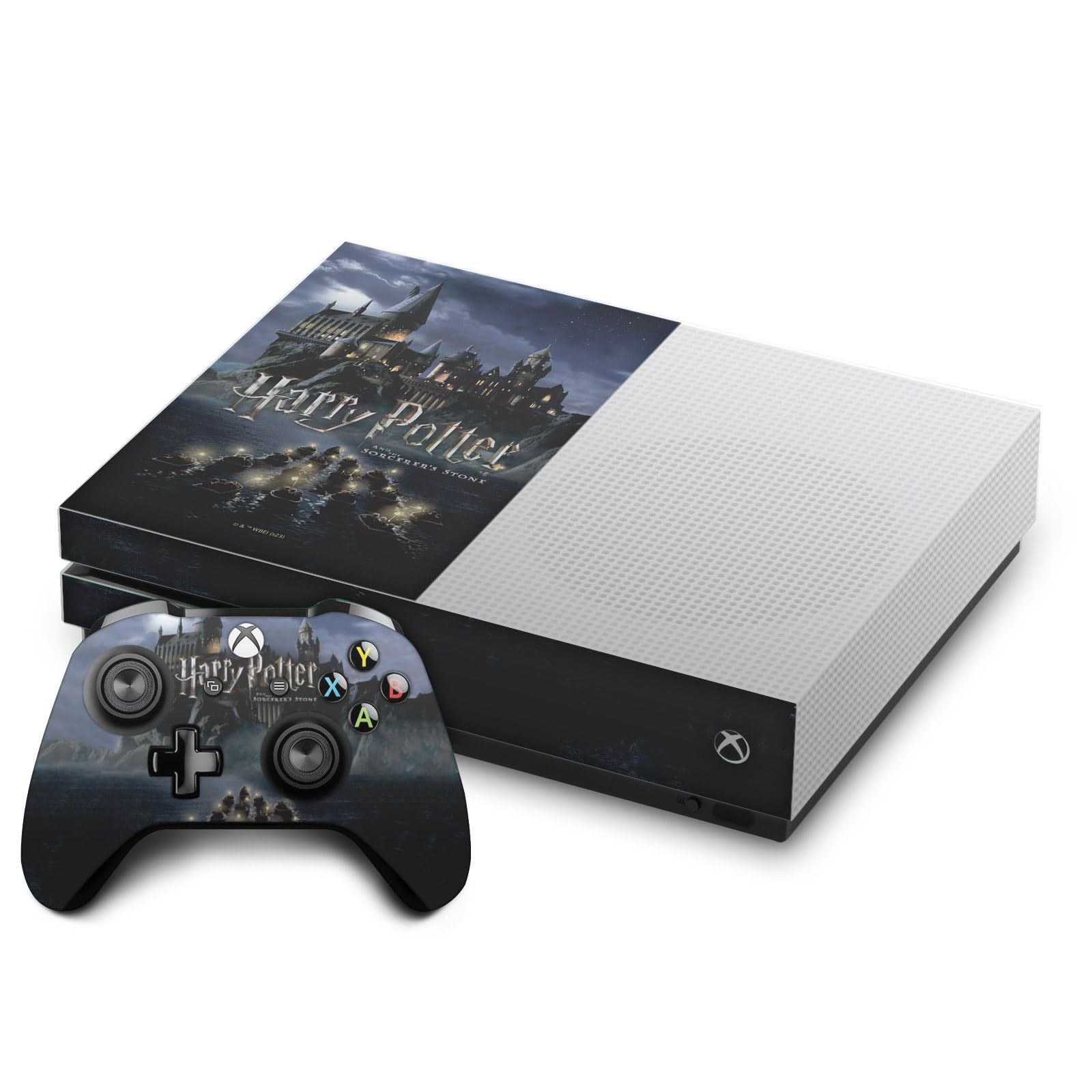 Official Licensed Harry Potter Castle Vinyl Skin Sticker for Xbox One S Console & Controller Bundle - Perfect for Gaming Enthusiasts & Harry Potter Fans