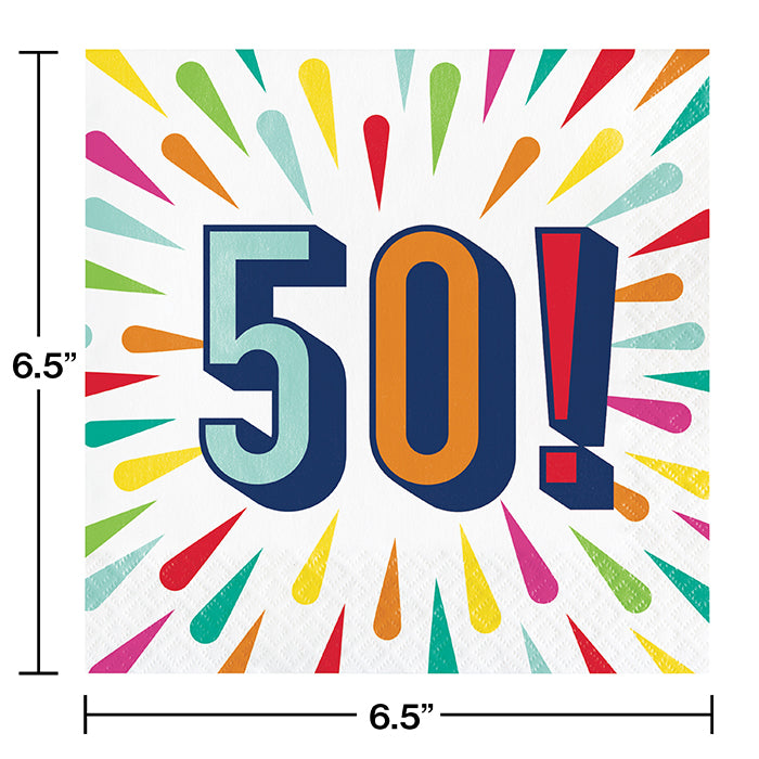 50-Pack Colorful Birthday Burst Luncheon Napkins - Premium Disposable Party Napkins for Birthday Celebrations, Baby Showers & Special Events