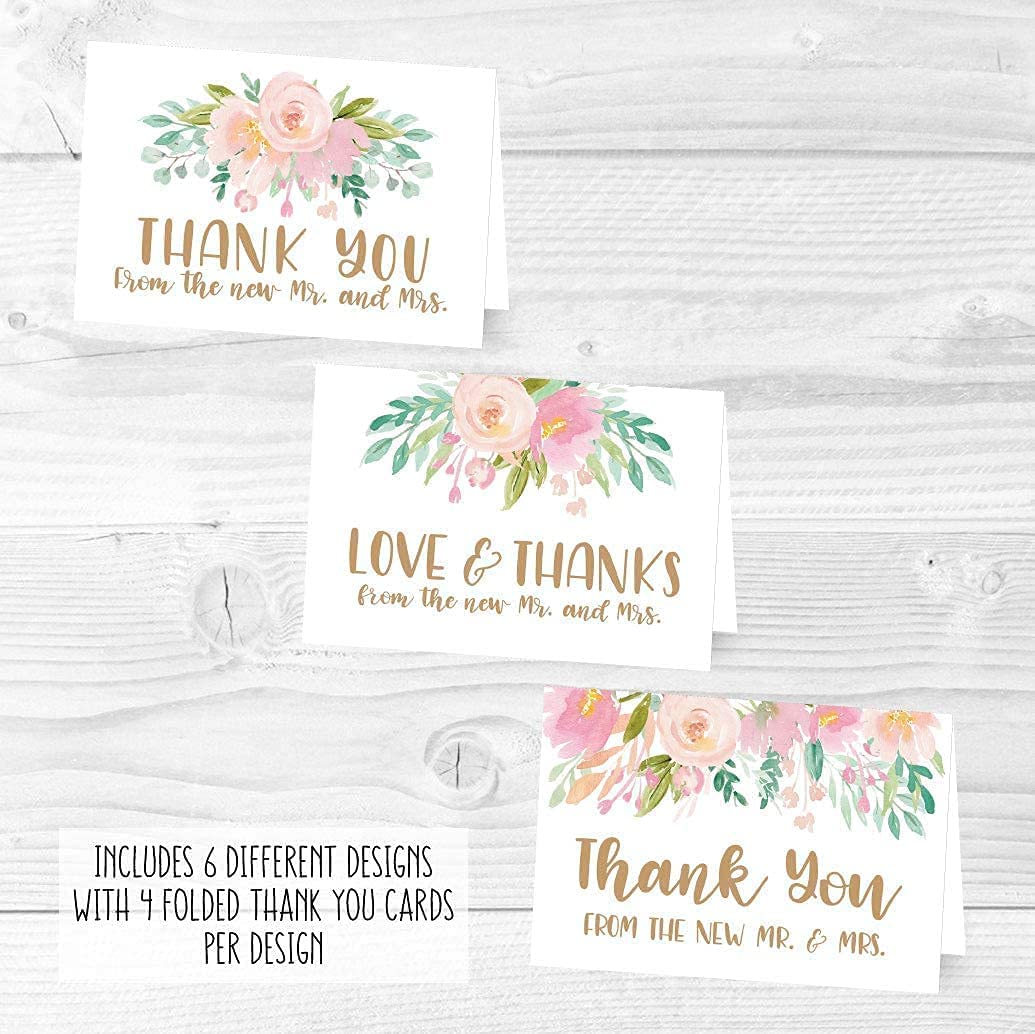 Hadley Designs - 50 Floral Wedding Advice & Well Wishes Cards with 24 Thank You Cards | Alternative Wedding Guest Book & Bridal Shower Games | Perfect for Wedding Guest Books, Bridal Showers & Reception Activities