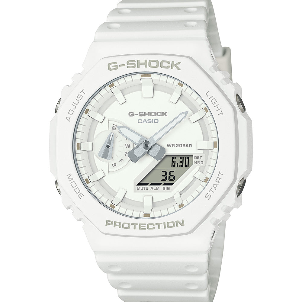 Casio G-Shock GA2100-7A7 Analog-Digital Watch in One-Tone Gradation White - Durable Shock-Resistant Sports Watch for Outdoor Activities & Everyday Wear