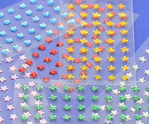 6mm Green LQ09 Star Self-Adhesive Acrylic Rhinestones - 250PCS (5 Sheets) Plastic Face Gems & Body Jewels for DIY Crafts, Cards, Invitations - Perfect for Nail Art, Costume Accessories, and Party Decorations
