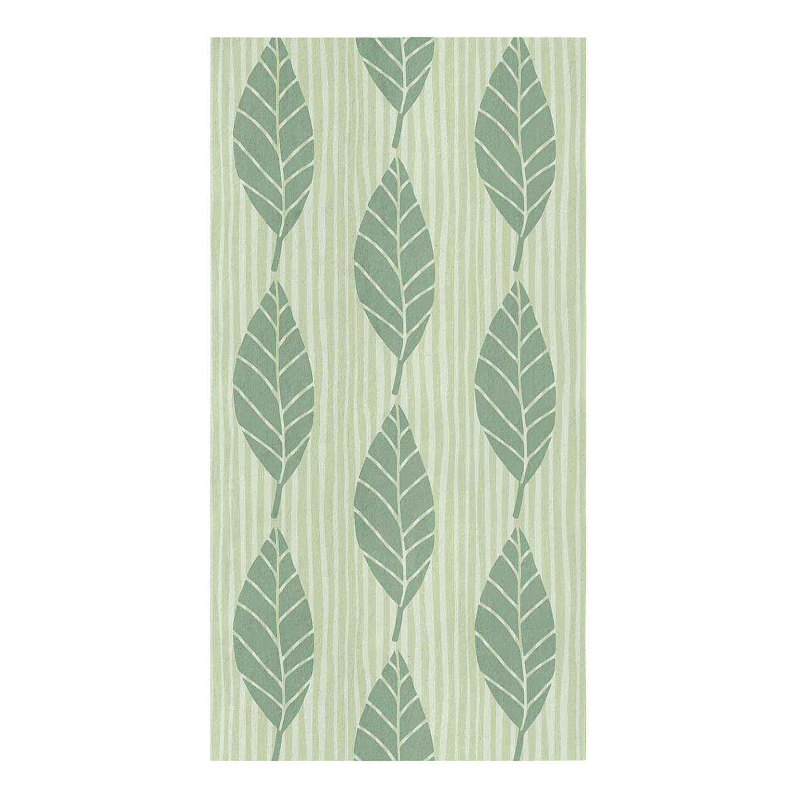 Premium Green Leaves White Stripes Kitchen Towels - 18x28 Inches Ultra Soft Cotton Dish Cloths, Tea Towels & Bar Towels - Multipurpose for Kitchen, Bathroom & Hand Drying (1 Pack) - Perfect for Cooking, Cleaning & Home Decor