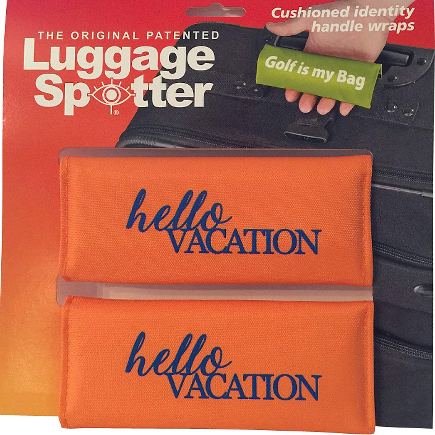 Luggage Spotter® Luggage Handle Wrap & Tag Set - 2 Pack Orange Travel Accessories for Suitcases - Perfect Gift for Vacation & Business Trips - Easy Identification at Airports & Hotels