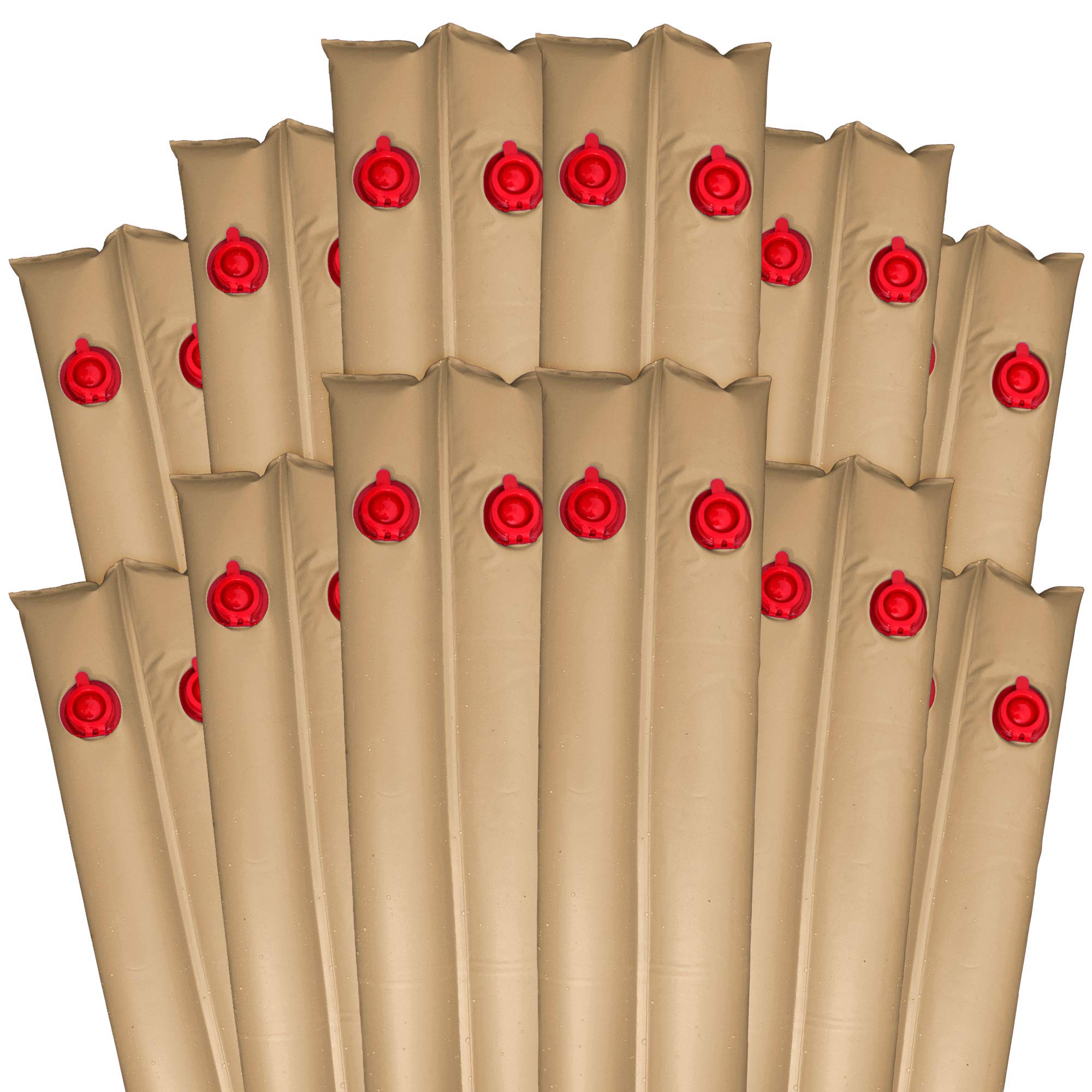 Robelle 3811-TAN-12 Deluxe 16oz Double-Chamber 10-Foot Tan Winter Water Tubes for Swimming Pool Covers - Heavy Duty Pool Cover Weights, 12-Pack - Perfect for Inground & Above Ground Pool Winter Protection