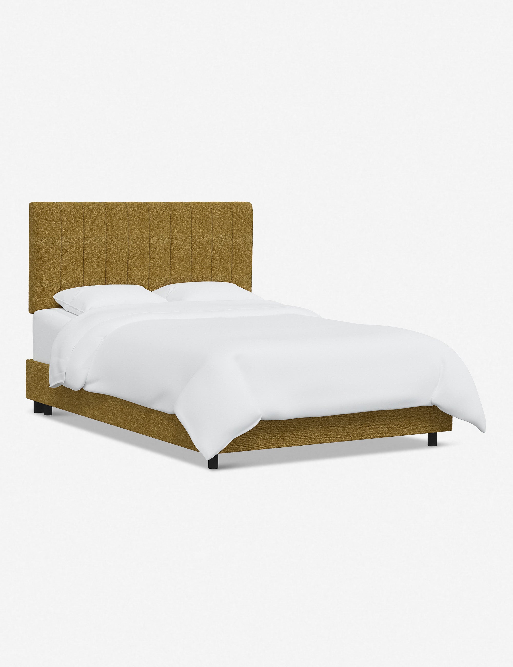 Stylish and Comfortable Aliyah Bed - Queen Size Platform Bed Frame with Upholstered Headboard - Perfect for Modern Bedrooms, Guest Rooms & Small Spaces