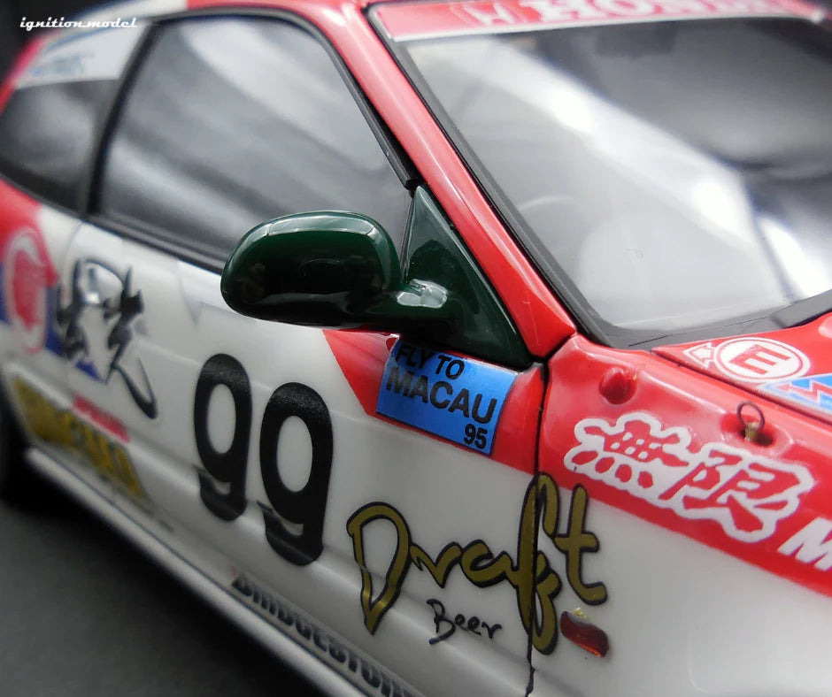 1:18 Scale Ignition Model Honda Civic EG6 - Itoham MOTION Mugen CIVIC (#99) 1994 Macau Cup Race Car - Diecast Collectible for Racing Enthusiasts & Model Car Displays