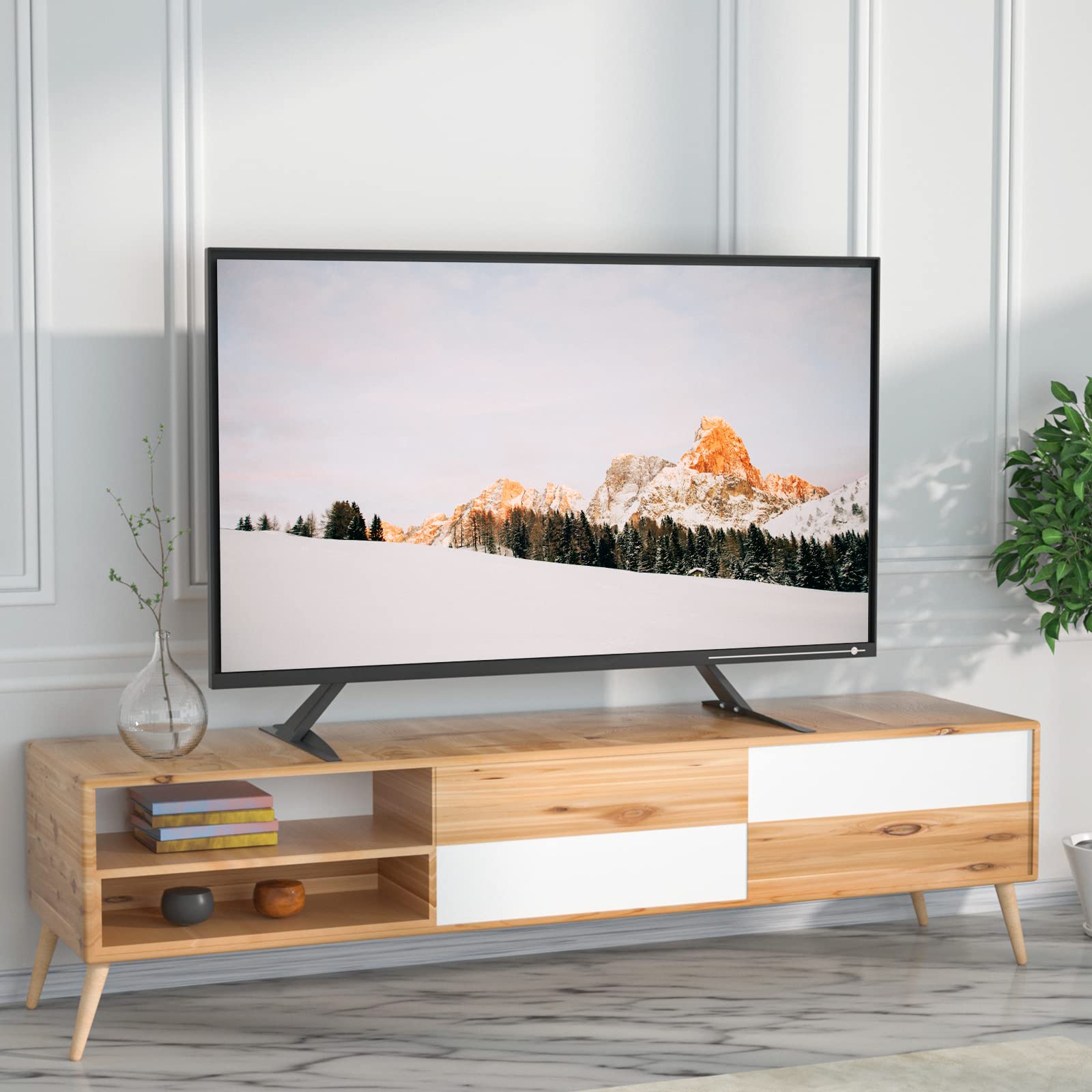 WALI Universal TV Stand for 22-65 Inch Flat Screen TVs up to 110lbs - Table Top TV Mount with 800x500mm VESA Compatibility (Black) - Perfect for Living Room, Bedroom, or Office Setup