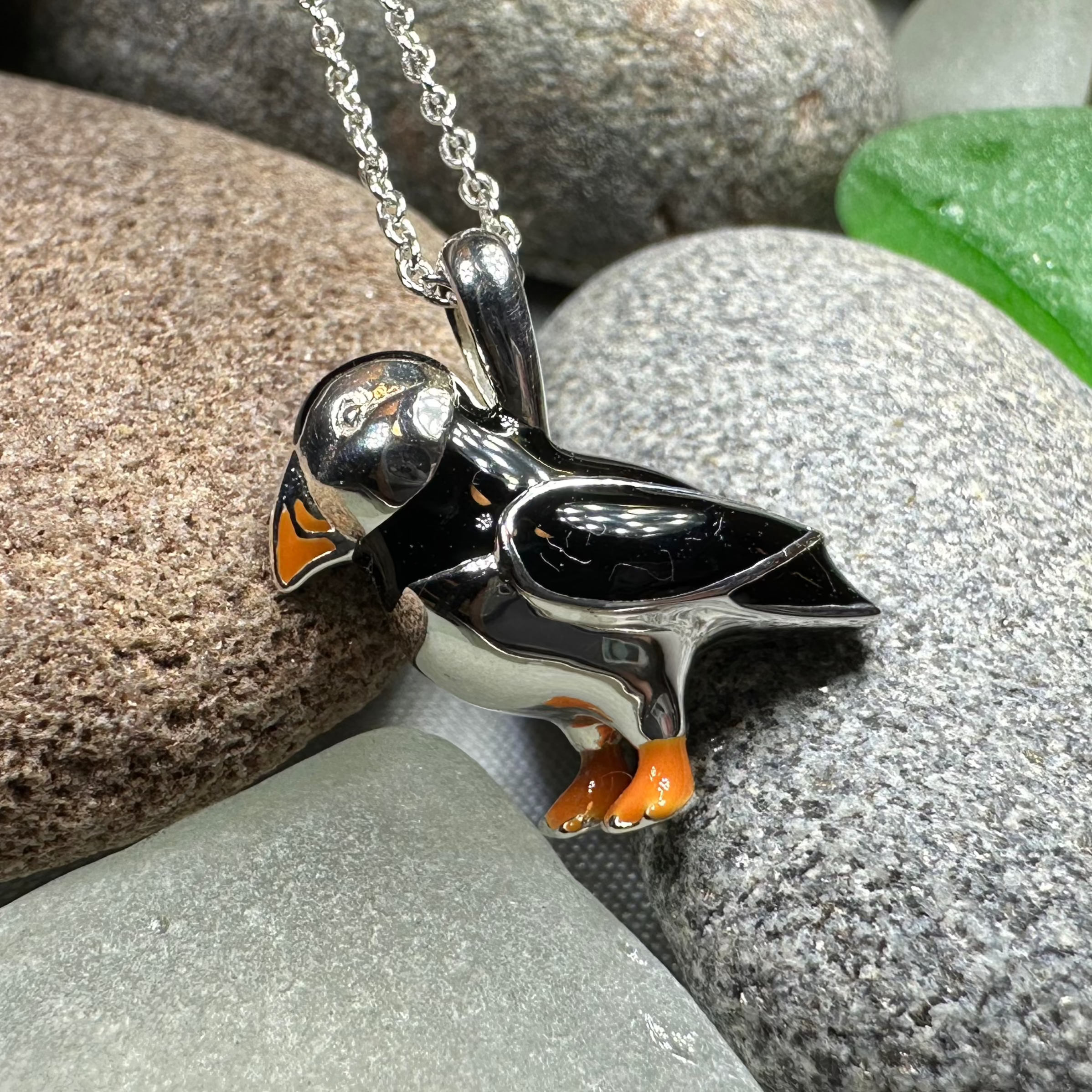 Handmade Enamel Puffin Pendant Necklace - Cute Bird Jewelry Gift for Women - Perfect for Casual Wear, Date Nights & Nature Lovers
