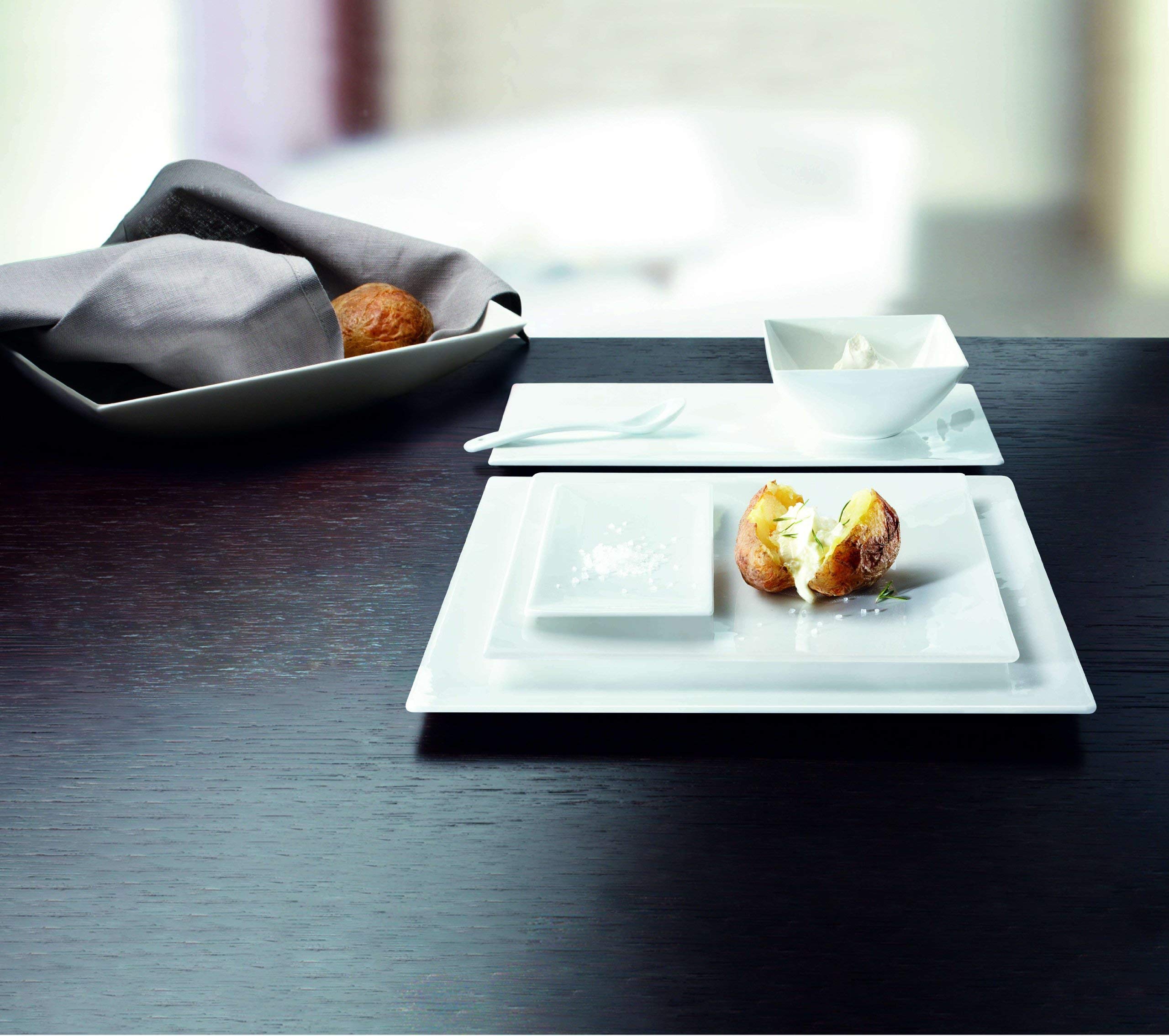 Premium White Porcelain Plates 29x29x3cm - Elegant Dinnerware Set for Fine Dining, Restaurants & Home Entertaining