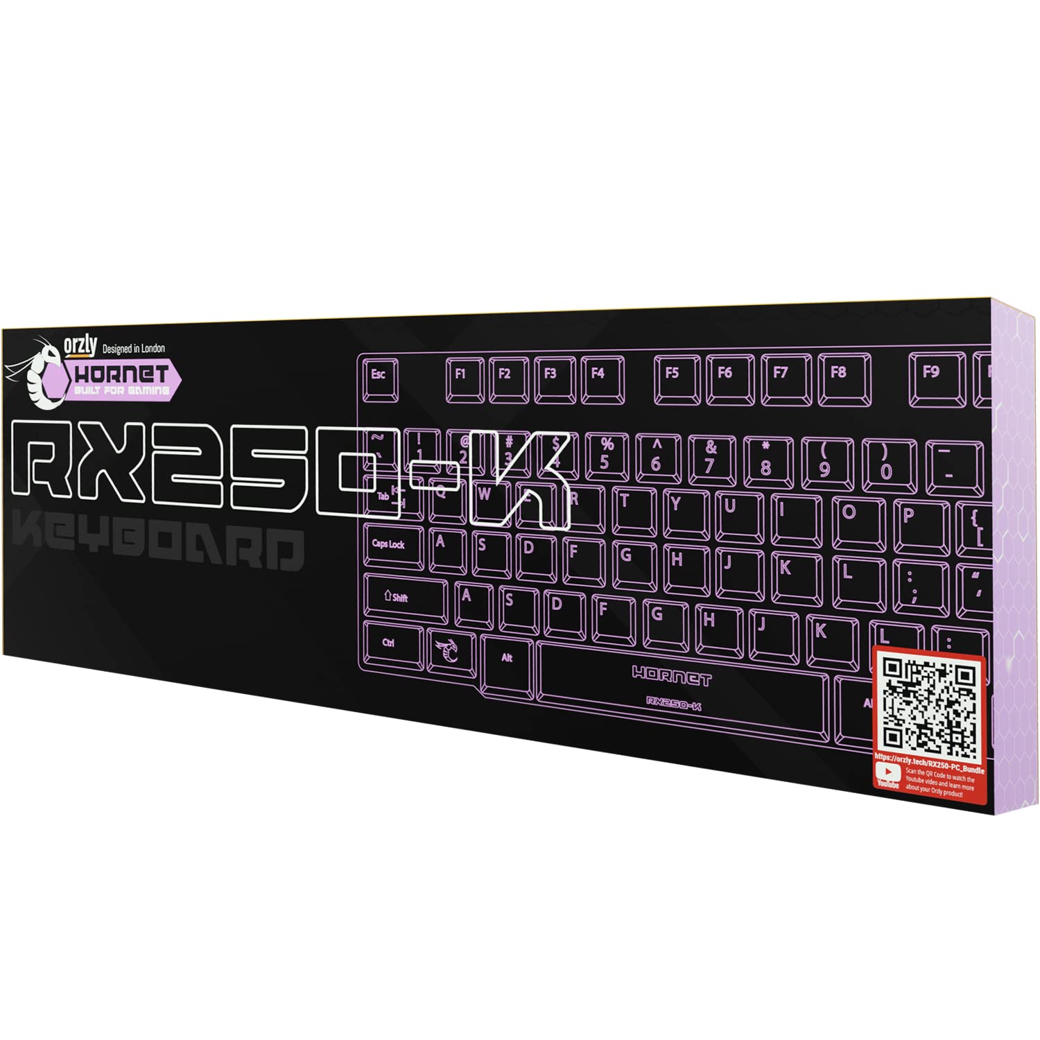 Orzly RX-250 Hornet Edition - RGB Backlit Wired Gaming Keyboard for PC, PS4, PS5, Xbox & Nintendo Switch | Mechanical Feel | Pink Rainbow Design | Perfect for Esports, Streaming & Night Gaming