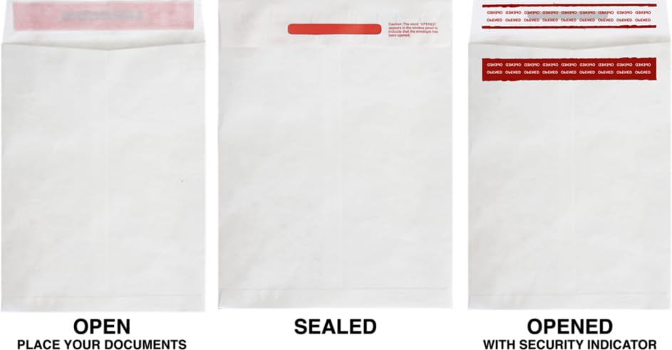 LUXPaper 9 x 12 Open End Tyvek Envelopes - Tamper Evident Peel & Press Security Mailers - 14lb White Text (Pack of 500) - Perfect for Legal Documents, Medical Records & Secure Shipping